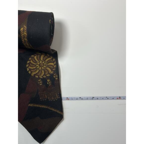 Vintage Camden Court Men’s Tie Black Gold Floral Medallion Geometric 80s 90s USA - Picture 2 of 6